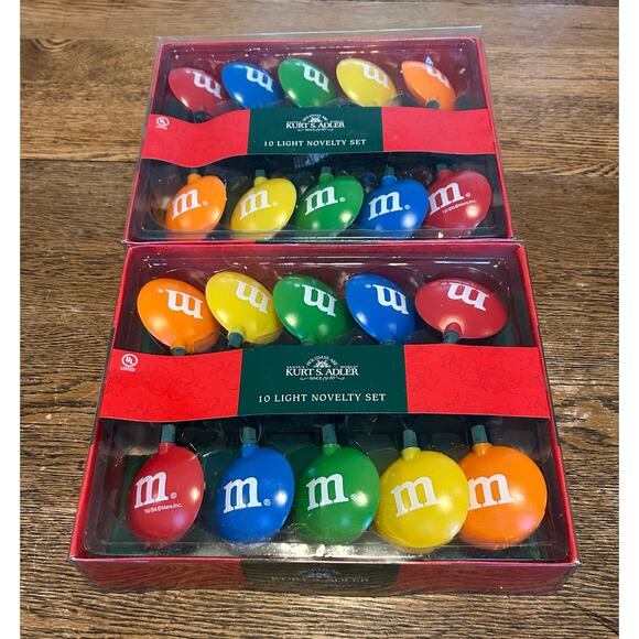 New! Kurt Adler M&M String Lights 2 Boxes of 10 each Tested & Working Colorful - Picture 1 of 5